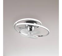 Reality Leuchten Umea LED fan, chrome, DC, quiet, Ø 50 cm, CCT, remote control