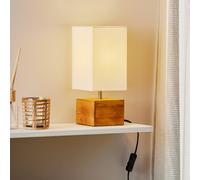 Reality Leuchten Woody table lamp with wooden base, 12 cm x 12 cm