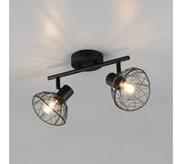 Reality Leuchten Yako ceiling lamp, matt black, length 40 cm, 2-bulb, metal