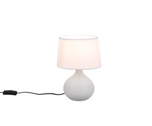 Reality, Table lamp, Martin 1xE14, max.40,0 W Fabric, White, Body: Ceramic, Cappuccino Ø:20 cm, H:29 cm IP20,Cord switch