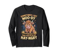 Realize I'm Just Hay-Ngry Farm Farmer Scottish Highland Cows Long Sleeve T-Shirt