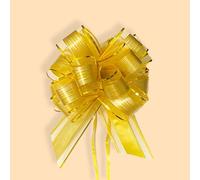 Realjoy 12 Pcs Large Organza Pull Bows,6.8 inch Organza Pulled Bow Ribbons Gift Wrapping Bows for Gift Wrapping Flower Presents Basket Birthday Wedding Valentine Tie Crafts(Gold)