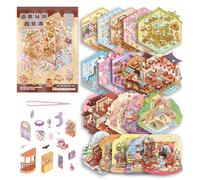 Realjoy 20 Sets 3D House Sticker Scene Kit, Stress Relief Sticker Scenes with Tweezers, DIY Sticker Therapy, Fun Miniature Scene, for Children Adults