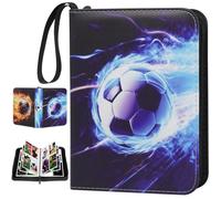 Realjoy Football Card Holder 4 Pocket, 400 Pockets Football Trading Card Binder, Collection Folder with Removable Sleeves for Sports Cards,Game Cards,TCG(Waterproof PU)