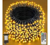 Realky Fairy Lights Plug in, 62.8M/206FT 500LED Waterproof Outdoor String Lights Mains Powered with 8 Modes/Remote Control, Christmas Lights for Outside Indoor Garden Bedroom Decorations(Warm White)
