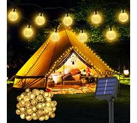 Realky Solar Garden Lights, 60LED 43.3Ft IP65 Globe String Lights 8 Modes 1000mAh Battery, Waterproof Fairy Lights for Patio, Gazebo, Party (Warm White+Memory Function)