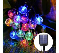 Realky Solar Garden Lights Outdoor, 43.3Ft 60LED Solar String Lights, Waterproof Fairy Light with 8 Modes, Crystal Ball Decor for Easter, Yard, Parties(Memory Function+Multicolor)