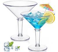 Reallnaive 2 Sets Giant Martini Plastic Glasses Large 48oz Glass Vase Jumbo Martini Cup Clear Fruit Floral Container DIY Table Decor for Wedding Centerpieces, Birthday, Party Decoration