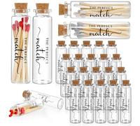 Reallnaive 36 Set Wedding Glass Jars with Cork Top Small Glass Favor Jars Matchsticks Holder Honeymoon Sand Bottles for Wedding Bridal Shower Party Gifts Match Spice Honey Sugar Herb(Perfect Matches)