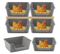 Reallnaive 6 Pack Washable Chicken Nesting Box, Floor Durable Chicken Coop Accessories Easy Clean Plastic Square for Hens Ducks and Poultry for Egg Collection Backyard