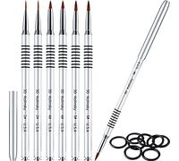 Reallnaive 6 Pcs 3D Kolinsky Acrylic Nail Art Brush Set Acrylic Powder Sculpture Painting Brush pen Size 2/4/5 with Silver Metal Nonslip Grip Handle for 3D Nail Art Flower Design