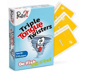 Really?! Fun Family Games Go Fish With A Twist - Triple Tongue Twisters Card Game - Party Speech - Memory Game for kids 8 9 10 11 12 and Up - Family Travel Games