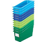 Really Good Stuff-164304 Riverside Name Labels Durable Book and Binder Holders, 5¼" by 12½" by 7½" (Set of 12) - Ideal for Narrow or Vertical Storage Needs Like Magazines, Books, Folders - Color-Code