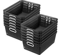 Really Good Stuff Multi-Purpose Plastic Storage Baskets for Classroom or Home Use - Stackable Mesh Plastic Baskets With Grip Handles - Many Colors Available - 13" x 10" (Single-Color Set of 12)