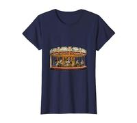 Really Like Carousels Carousel Carnival Amusement Park T-Shirt, Women, Navy Blue, Small