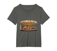 Really Like Carousels Carousel Carnival Amusement Park T-Shirt, Women's Plus, Asphalt Grey, 4X