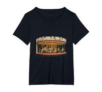 Really Like Carousels Carousel Carnival Amusement Park T-Shirt, Women's Plus, Black, 4X