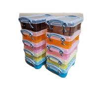 Really Useful 0.2 Litre Small Colourful Plastic Storage Box (Pack of 10)
