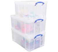 Really Useful 2 x 64 Litre 1 x 42 Litre Storage Boxes - Clear