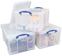 Really Useful 2 x 64 Litre 1 x 42 Litre Storage Boxes - Clear