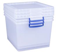 Really Useful 3 x 33.5L Plastic Storage Boxes - Clear