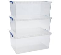 Really Useful 3 x 62L Plastic Storage Boxes - Clear
