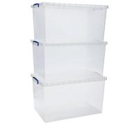 Really Useful 3 x 83L Plastic Storage Boxes - Clear