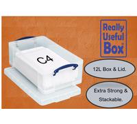 Really Useful 4 litre Plastic Storage Box With lid 395x255x80mm Clear