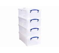 Really Useful 4 x 12L Plastic Storage Boxes - Clear