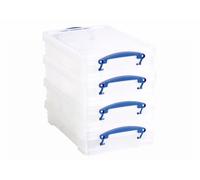 Really Useful 4 x 4L Plastic Storage Boxes - Clear