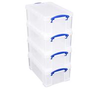 Really Useful 4 x 9L Plastic Storage Boxes - Clear