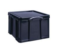 Black Plastic Storage Box with Lid and handles Stackable Home Office 42 L