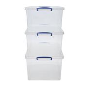 Really Useful 62 Litre Nesting Boxes Clear - Set of 3