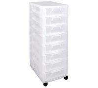 Really Useful 8 x 7L Plastic Storage Tower with Drawers Clear