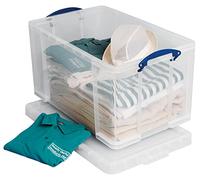 "Really Useful 84 Litre Versatile Clear Storage Box: Stackable, Transparent, Secure. Ideal for Storage & Transport. Organize with Ease, Ultimate Convenience"