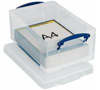 REALLY USEFUL 9 LITRE STORAGE BOX x 4 SET CLEAR FREE DELIVERY