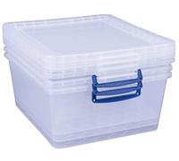 Really Useful Box 3 x 17.5 Litre Nestable Box with Lid - 380 x 460 x 195 mm - Transparent