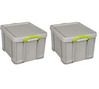 Really Useful Box 35 Litre Plastic Storage Recycled Dove Grey (Pack of 2)