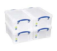 Really Useful Box 9 Litre Plastic Storage Box Clear Multipurpose stacking storage with a lid and clip lock handles Ideal for home office school a