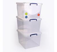 Really Useful Box Company 8 X Really Useful Box, 33.5 Litres, Nestable Box With Lid, 380 mm X 460 mm X 285 mm, Transparent /free Next Day Delivery