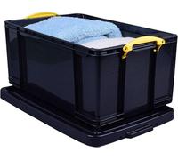 Really Useful Box Company Really Useful Box 64L Solid Black With Yellow Handle Storage Box Clear
