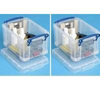 Really Useful Box Company Really Useful Plastic Storage Box 1.6 Litre Clear Pack Of 2