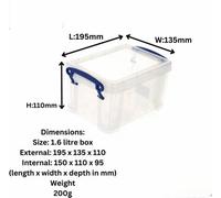 Really Useful Box Company Really Useful Plastic Storage Box 1.6L Plastic Clear Pack Of 3