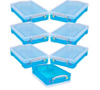 Really Useful Box Company Really Useful Plastic Storage Box 4 Litre Transparent Blue Pack Of 7