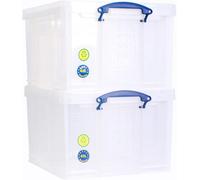 Really Useful Box Company Really Useful Plastic Storage Box 42 Litre Clear Pack Of 2