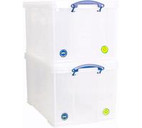 Really Useful Box Company Really Useful Plastic Storage Box 84 Litre Clear Pack Of 2