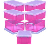 Really Useful Box Company Really Useful Plastic Storage Box 9 Litre Transparent Pink Pack Of 7
