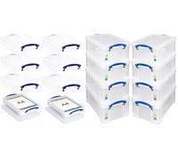 Really Useful Box Company Really Useful Plastic Storage Box Clear 8X9L + 8X4L (Bonus Pack)