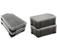 Really Useful Box Company Really Useful Plastic Storage Box Smoke 2X9L + 2X4L (Value Pack)