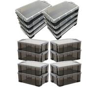 Really Useful Box Company Really Useful Plastic Storage Box Smoke 8X9L + 8X4L (Value Pack)